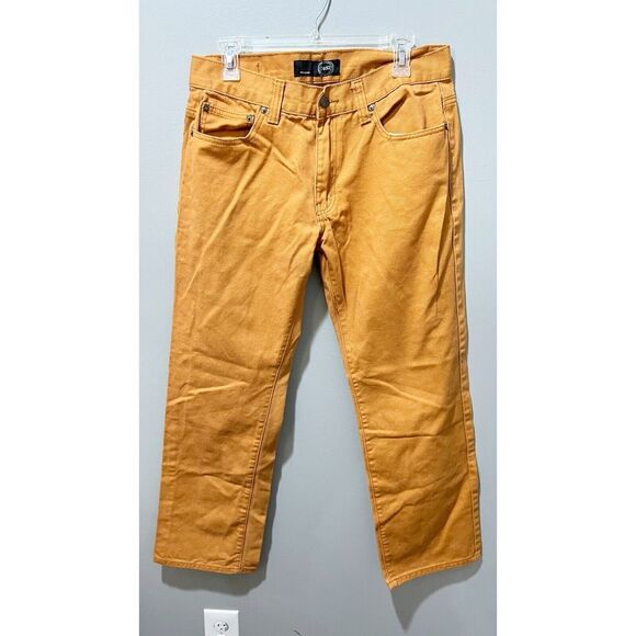 Finest Thread Luxury Goods Straight Leg Jeans Denim 34x32 Brown Orange 5 Pockets - Picture 1 of 11
